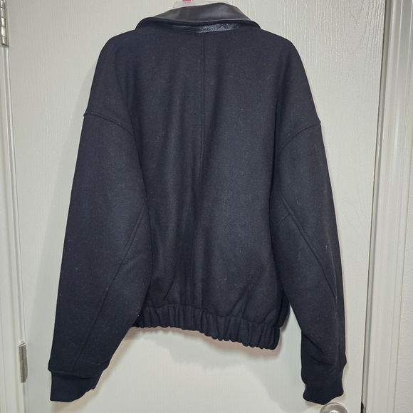 Nike Solo Swoosh Wool Varsity Jacket Leather Black Men S FZ1168-010 New - Picture 5 of 10